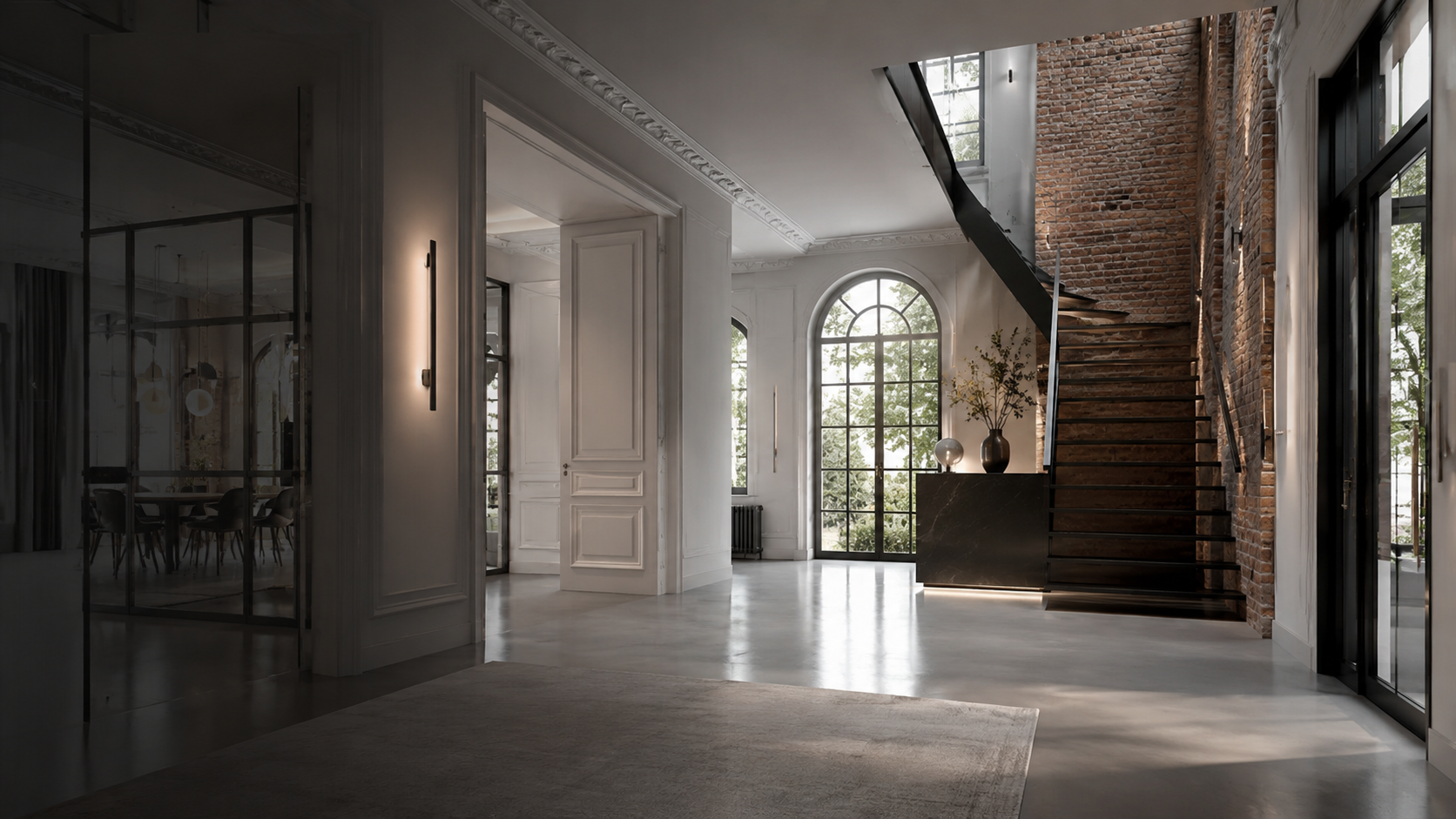 Modernisierte Bestandsimmobilie mit hochwertigem Innenraum und architektonischen Details