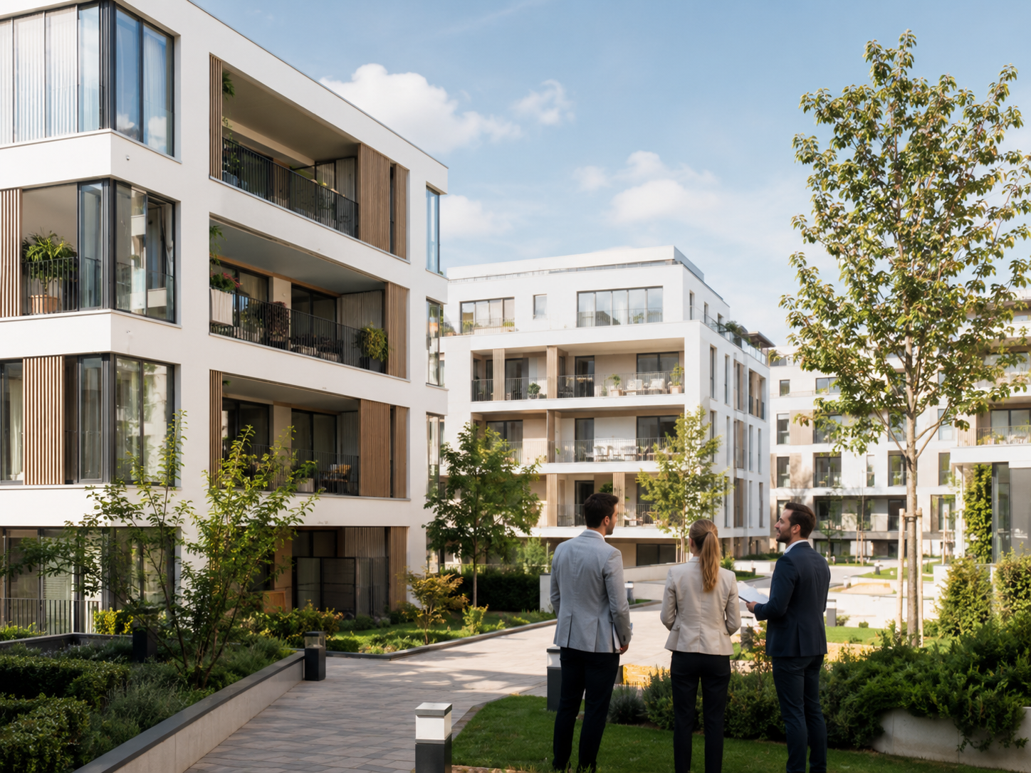 Moderne Wohnanlage mit klarer Architektur und professionell betreutem Bauvorhaben